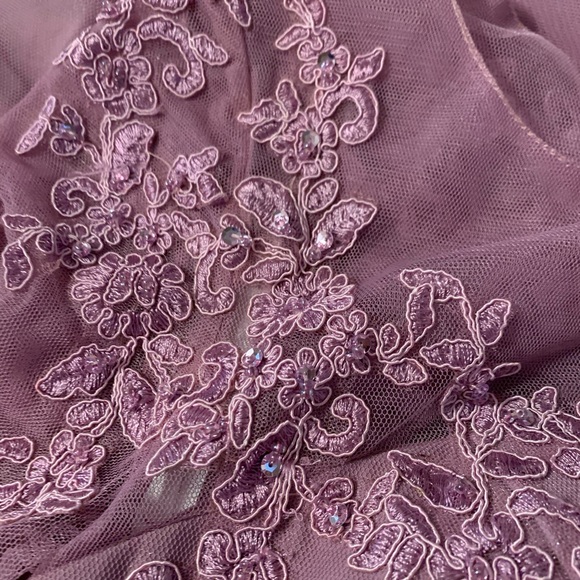 A-line Scoop Neckline Chiffon Lace Dress Lavender